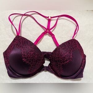 Victorias Secret Very Sexy Push Up Bra Purple and Pink Lace Racerback- 32D